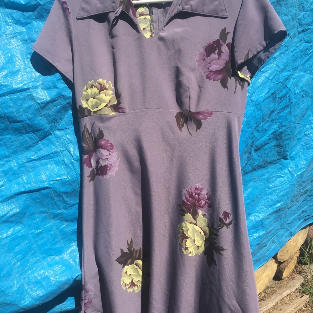 Byer too purple flower collard shirt
